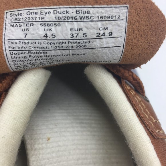 WESTERN CHIEF 7M Rain Duck Moccasin Slip On Navy / Brown Leather Womans - Picture 7 of 8